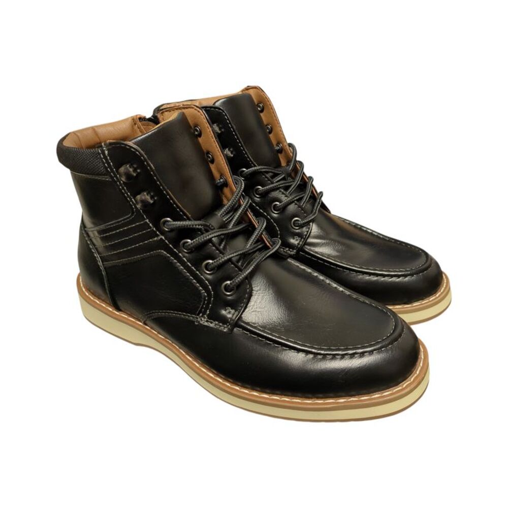 Steve Madden Men's Light Weight Faux Leather Casual Lace-Up Boot - Black